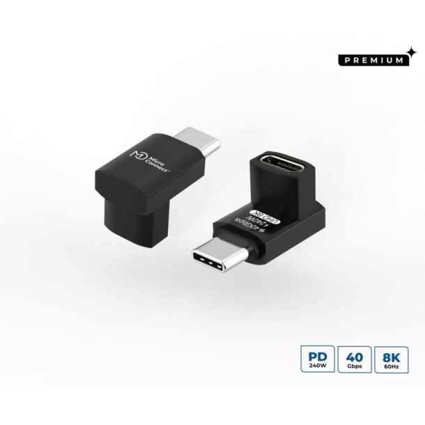 MicroConnect USB kabel - Premium USB4 3x2 USB-C angled - adapter - 240W - 40Gbps Premium 