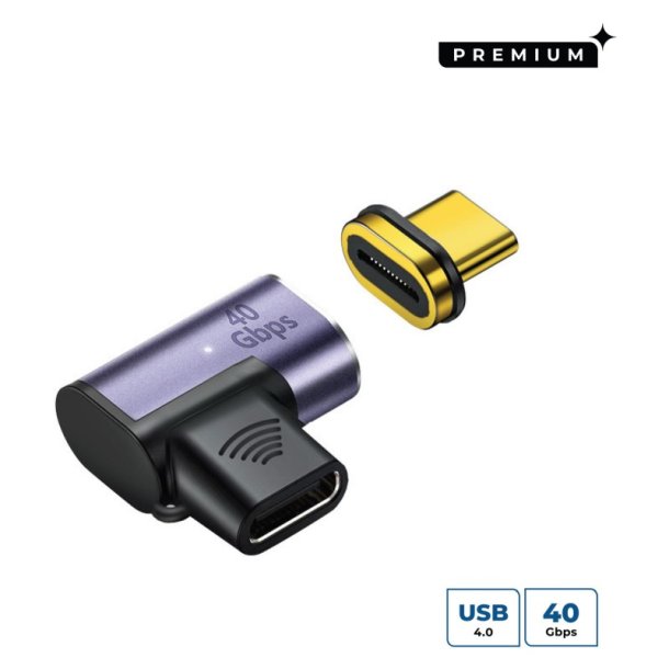 MicroConnect USB kabel - Premium Magnetic USB4 Gem 3x2 - Adapter 90&deg; 