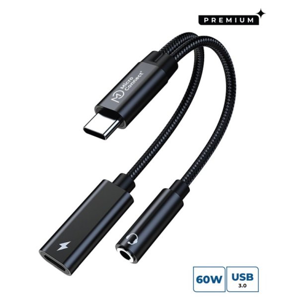 MicroConnect - USB Adapters - Premium USB-C to USB-C PD and - Audio - sort 13cm 