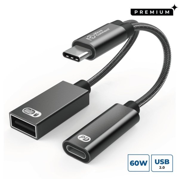 MicroConnect - USB Adapters - Premium USB-C to USB-C PD and - USB-A 2.0 Female Adapter - 