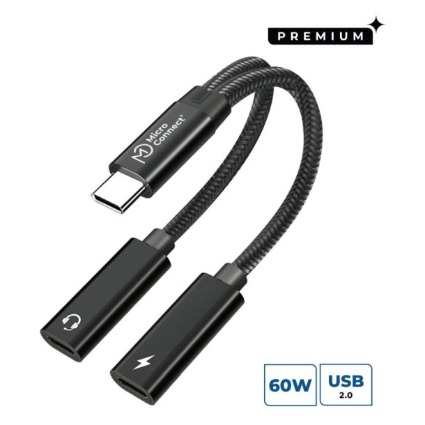 MicroConnect - USB Adapters - Premium USB-C to USB-C PD and - USB-C Female Adapter - sort 