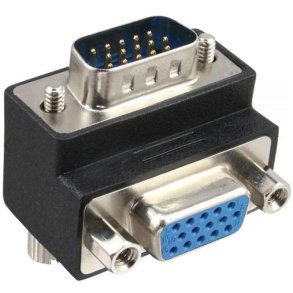 MicroConnect kabel adapter - VGA 15 Pin M/F 90&deg; - sort