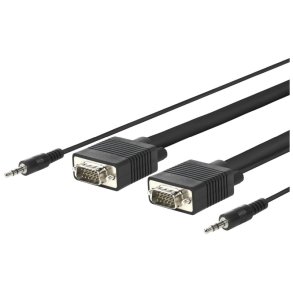 MicroConnect VGA Adapter - SVGA HD15 10m M-M. 3.5MM - 2X 3.5MM 30CM & 62CM M-M