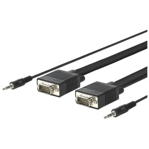MicroConnect VGA Adapter - SVGA HD15 7m M-M. 3.5MM - 2X 3.5MM 30CM & 62CM M-M