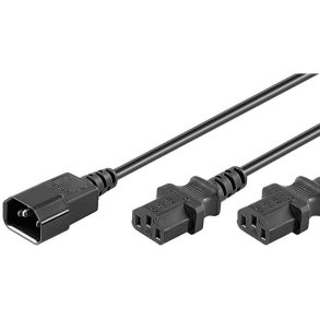 MicroConnect Power Cord C13x2 - C14 1.2m Y Extension Cable - sort