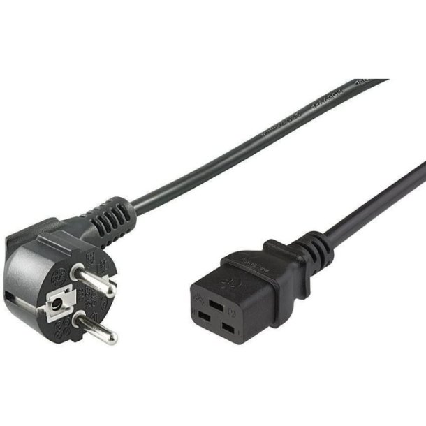 MicroConnect Power Cord CEE 7/7 - C19 3m Angled Schuko - C19