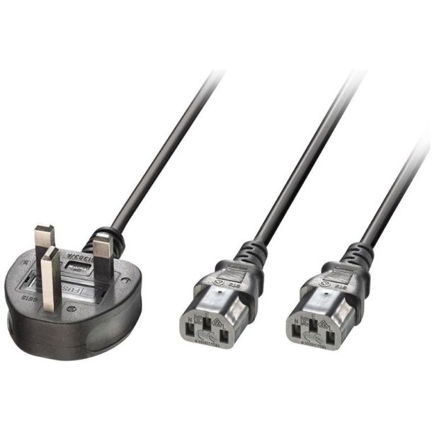 MicroConnect UK power cord splitter cable to 2 x C13 2.5m fully 