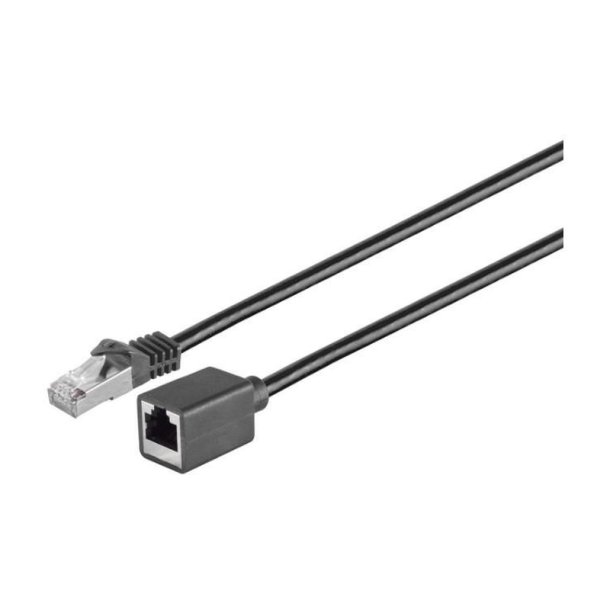 MicroConnect - F/UTP CAT6 Ext. cable 0.5m - with mounting flange Black - 26/7 AWG CU PVC
