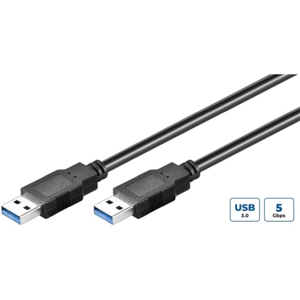 MicroConnect USB kabel - USB 3.2 Gen 1 A-A 0.5m M-M - sort Triple Shielded