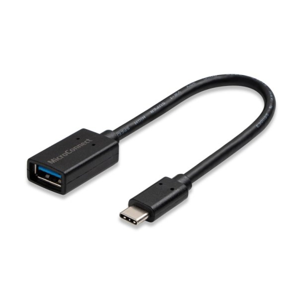 MicroConnect USB kabel - USB-C 3.2 Gen 1 to USB 3.2 - Gen 1 A adapter - 0.2m - sort