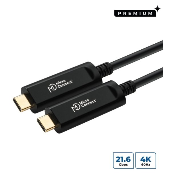 MicroConnect USB kabel - Premium Optic USB-C - 10m - Supporting 4K60Hz - Only 