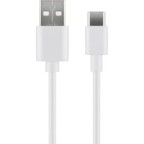 MicroConnect USB kabel - USB-C to USB2.0 A Cable - 0.5m - White - for synching and 