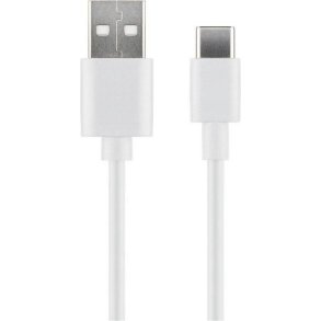 MicroConnect USB kabel - USB-C to USB2.0 A Cable - 2m - White - for synching and 