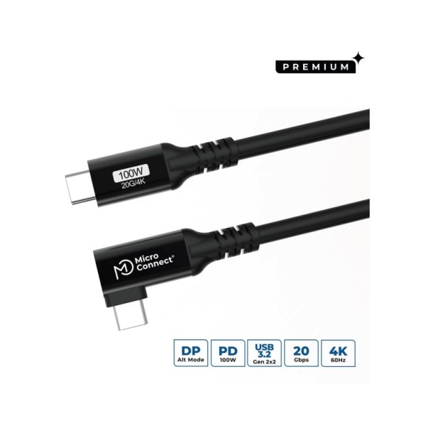 MicroConnect USB kabel - USB-C to USB-C Premium cable - 1m - 100W - 20Gbps - USB 3.2 Gen 
