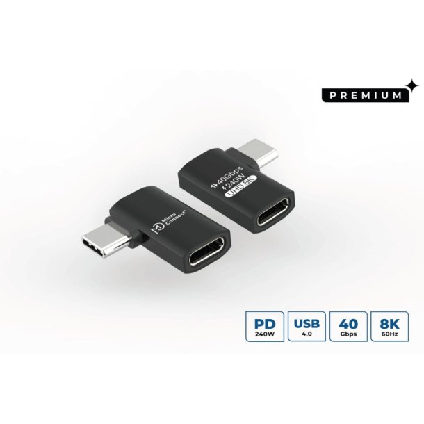 MicroConnect USB kabel - Premium USB4 Gen 3x2 USB-C - angled adapter - 40Gbps - 240W 