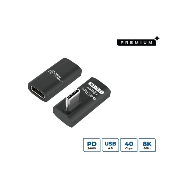 MicroConnect USB kabel - Premium USB4 Gen 3x2 USB-C - angeled straight adapter - 