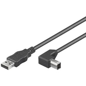 MicroConnect USB kabel - USB2.0 A-B 1m M-M - Angled - sort