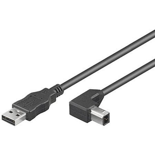 MicroConnect USB kabel - USB2.0 A-B 1m M-M - Angled - sort