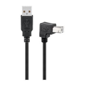 MicroConnect USB kabel - USB2.0 A-B 1.8m M-M - sort - USB B male angled