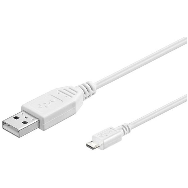 MicroConnect USB kabel - USB A to USB Micro B - Version - 2.0 - White - 3m White