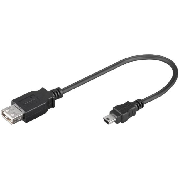 MicroConnect USB kabel - USB A - Mini USB B 5P 0.2m F-M - USB 2.0 Hi-Speed adaptor