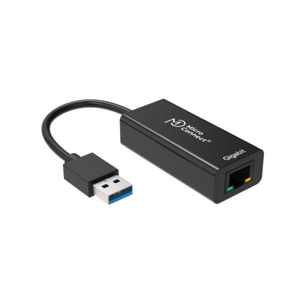 MicroConnect kabel adapter - USB3.0 to Gigabit Ethernet - RJ45 10/100/1000Mbps sort 