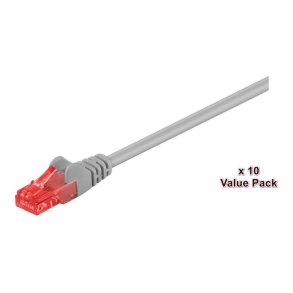 MicroConnect - U/UTP CAT6 10M GREY 10 PACK - 1 pcs. = 10 pcs. in one bag - AWG 26 PVC