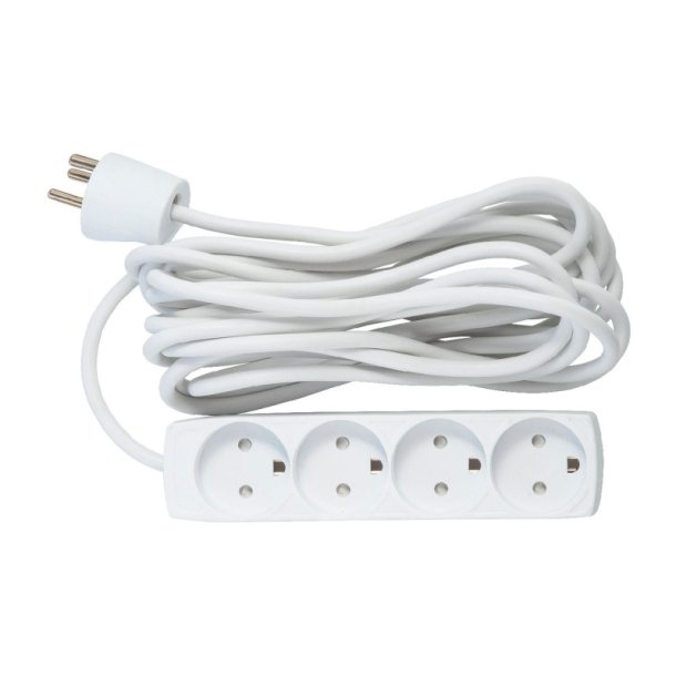 MicroConnect str�mskinne 4-vejs dansk 5m med jord - uden t�nd/sluk-knap