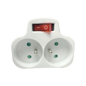  MicroConnect str�mskinnestik Stik t�nd/sluk-knap EU til 2 franske Type E - hvid