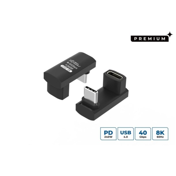 MicroConnect USB kabel - Premium USB4 3x2 USB-C - twice-angled Long adapter - 