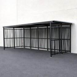 Mottez Cubit cykelskur st�l til 16 cykler - 2 x 5 meter - galvaniseret st�l bamboo