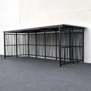 Mottez Cubit cykelskur st�l til 16 cykler - 2 x 5 meter - galvaniseret st�l bamboo