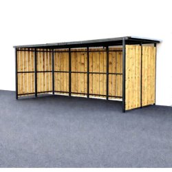 Mottez Cubit cykelskur st�l til 16 cykler - 2 x 5 meter - galvaniseret st�l/tr�