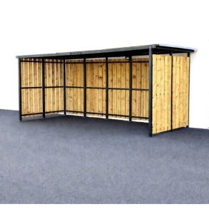 Mottez Cubit cykelskur st�l til 16 cykler - 2 x 5 meter - galvaniseret st�l/tr�