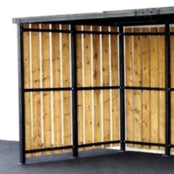 Mottez Cubit cykelskur st�l til 16 cykler - 2 x 5 meter - galvaniseret st�l/tr�
