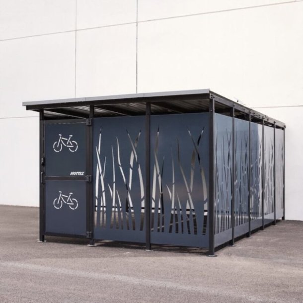 Mottez Cubit Secure cykelskur st�l 3 x 5 meter - galvaniseret st�l bladeform
