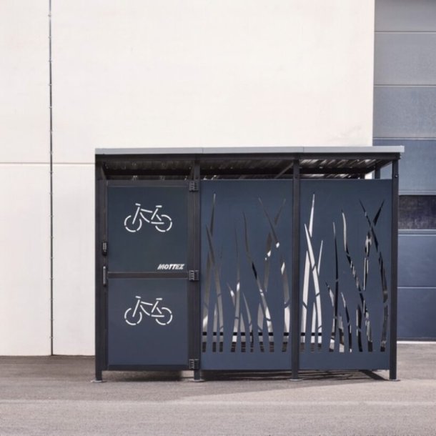 Mottez Cubit Secure cykelskur st�l 3 x 5 meter - galvaniseret st�l bladeform