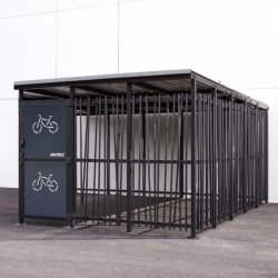 Mottez Cubit Secure cykelskur st�l 3 x 5 meter - galvaniseret st�l bamboo