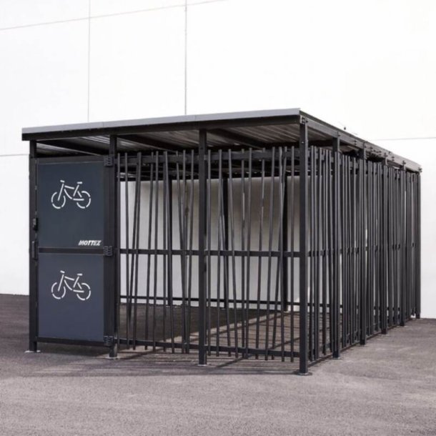 Mottez Cubit Secure cykelskur st�l 3 x 5 meter - galvaniseret st�l bamboo