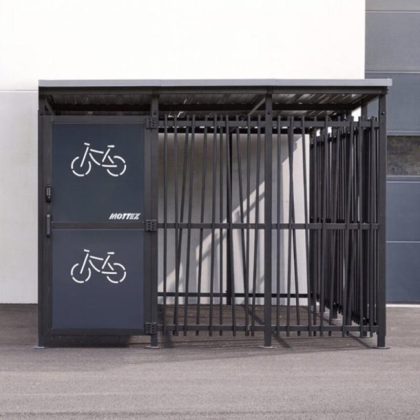 Mottez Cubit Secure cykelskur st�l 3 x 5 meter - galvaniseret st�l bamboo