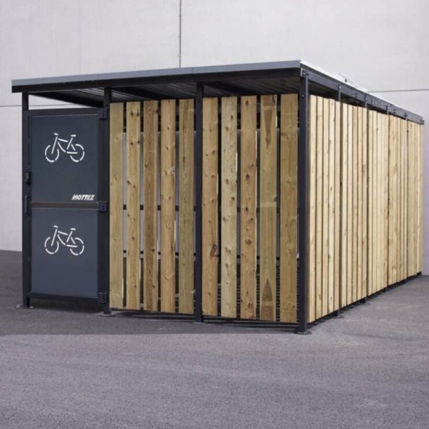 Mottez Cubit Secure cykelskur st�l 3 x 5 meter - galvaniseret st�l/tr�