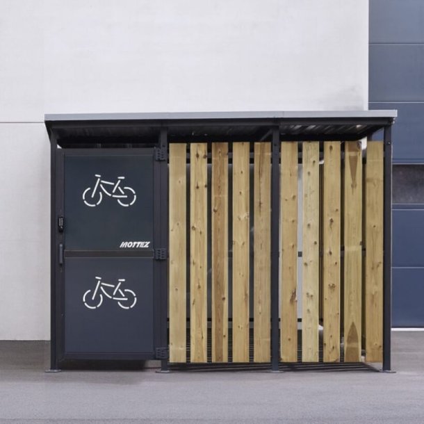 Mottez Cubit Secure cykelskur st�l 3 x 5 meter - galvaniseret st�l/tr�