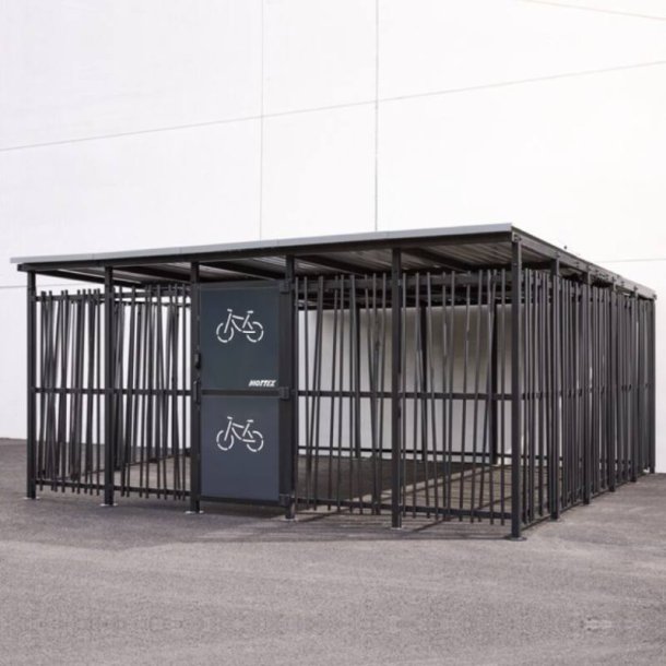 Mottez Cubit Secure cykelskur st�l 5 x 5 meter - galvaniseret st�l bamboo