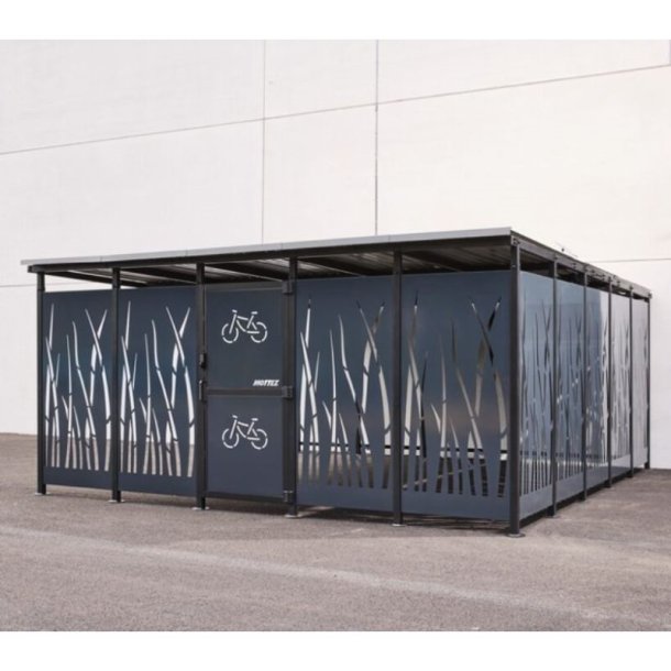 Mottez Cubit Secure cykelskur st�l 5 x 5 meter - galvaniseret st�l bladeform