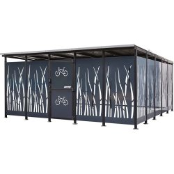 Mottez Cubit Secure cykelskur st�l 5 x 5 meter - galvaniseret st�l bladeform