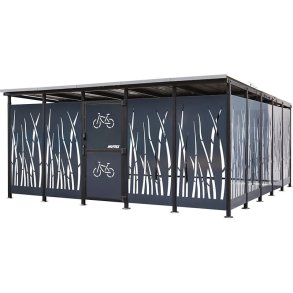 Mottez Cubit Secure cykelskur st�l 5 x 5 meter - galvaniseret st�l bladeform