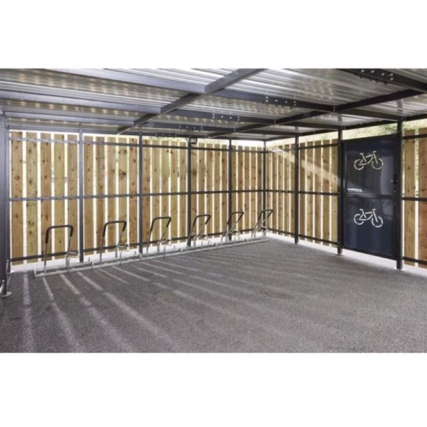 Mottez Cubit Secure cykelskur st�l 5 x 5 meter - galvaniseret st�l/tr�