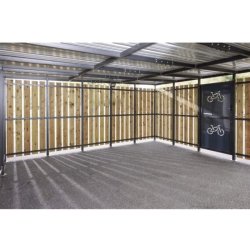 Mottez Cubit Secure cykelskur st�l 5 x 5 meter - galvaniseret st�l/tr�