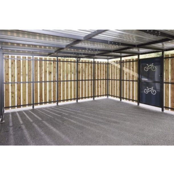 Mottez Cubit Secure cykelskur st�l 5 x 5 meter - galvaniseret st�l/tr�