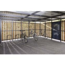 Mottez Cubit Secure cykelskur st�l 5 x 5 meter - galvaniseret st�l/tr�